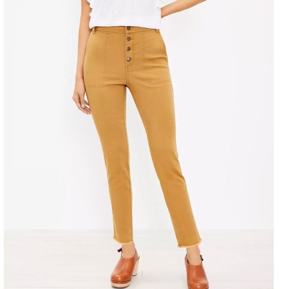 NWT LOFT Tall Button Front High‎ Rise Skinny Ankle Pants